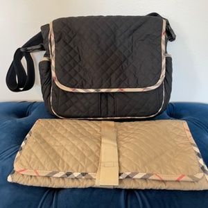 Burberry diaper bag with pad. crossbody strap